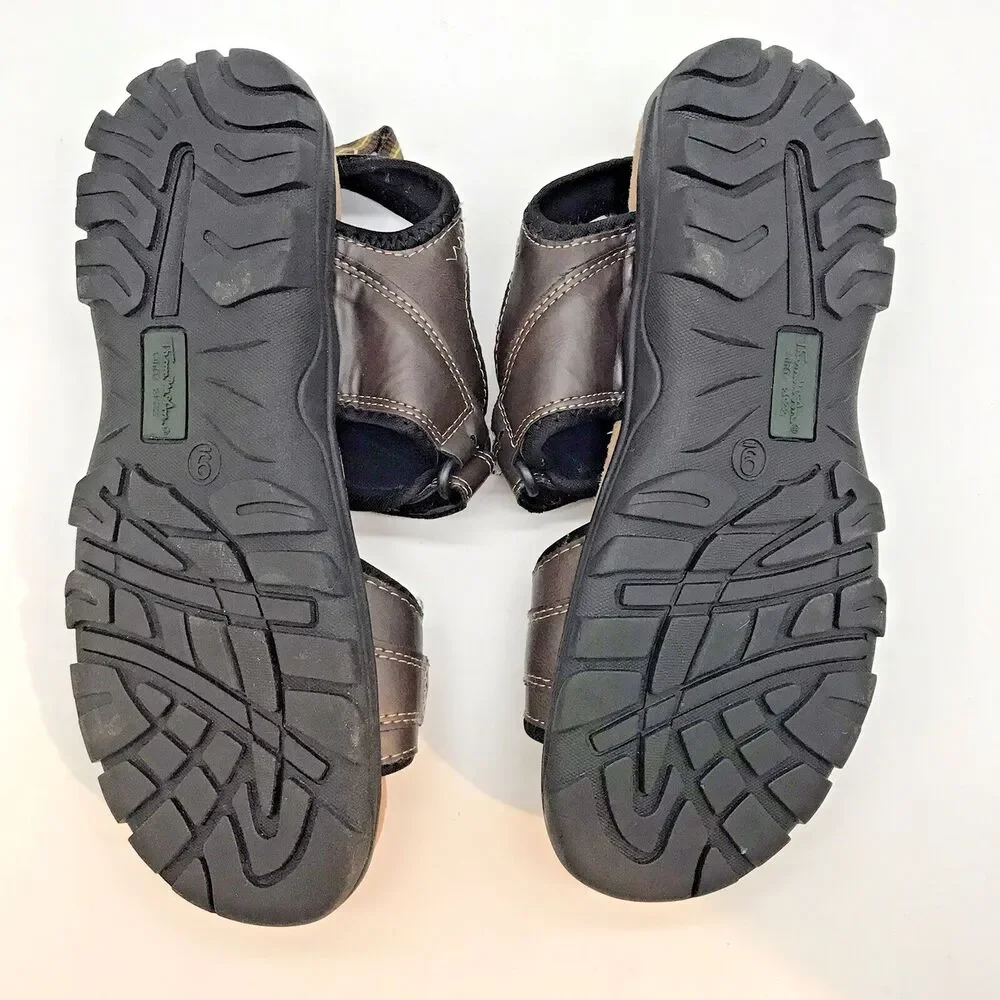 Thom McAn Daniel MemoTech  Sandals Men’s 9 Dark Brown & Black Beach Sport Shoes